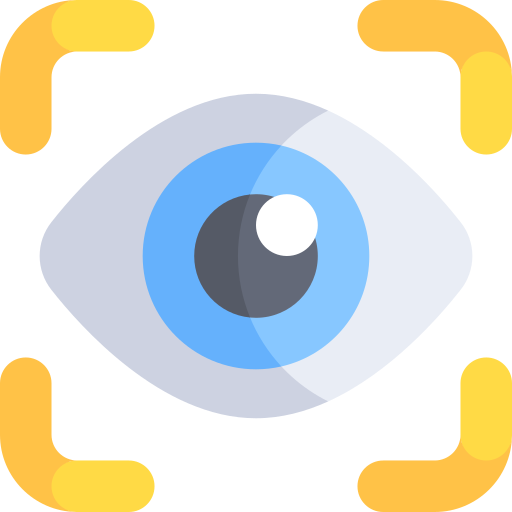 Eye icon with yellow border, symbolizing focus and attention.
